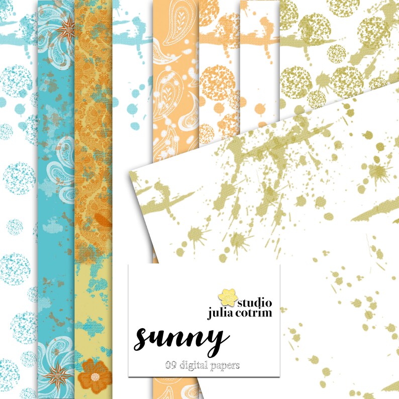 Sunny Printable Paper Pack  Scrapbook Paper  Printable image 0