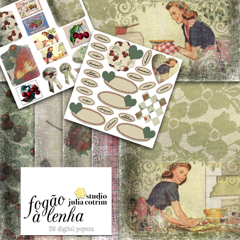 Fogão à lenha Printable Paper Pack  Scrapbook Paper  image 0