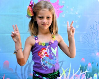 Little Mermaid Outfit, Halloween Mermaid costume, 4pc Ariel Mermaid Birthday Outfit, Mermaid Party Costume, Ariel Mermaid Dress Up,