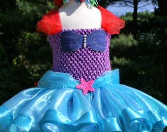 Vestido de tutú inspirado en la Sirenita, vestido de tutú inspirado en la princesa Ariel de Halloween, vestido de tutú de sirena, vestido de tutú para el primer cumpleaños, sesión de fotos