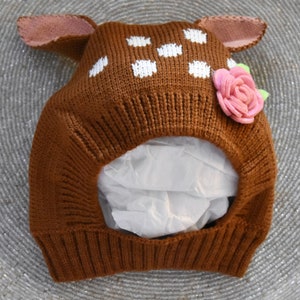 Deer hat for baby girls, toddler hat for girls, knit hat for baby girls, winter hat for baby girls, winter cap for girls