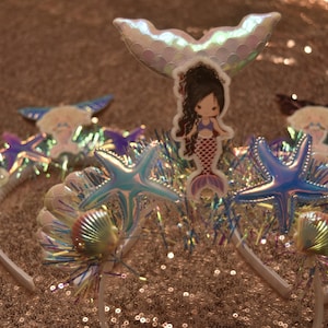 Mermaid Headband, Mermaid Tail Headband,Mermaid Birthday Headband, Mermaid & Shell Headband, Party Headband, Girls Mermaid Headband,