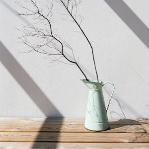 French Vintage Enamel Water Jug. Perfect Shabby Chic Vase!