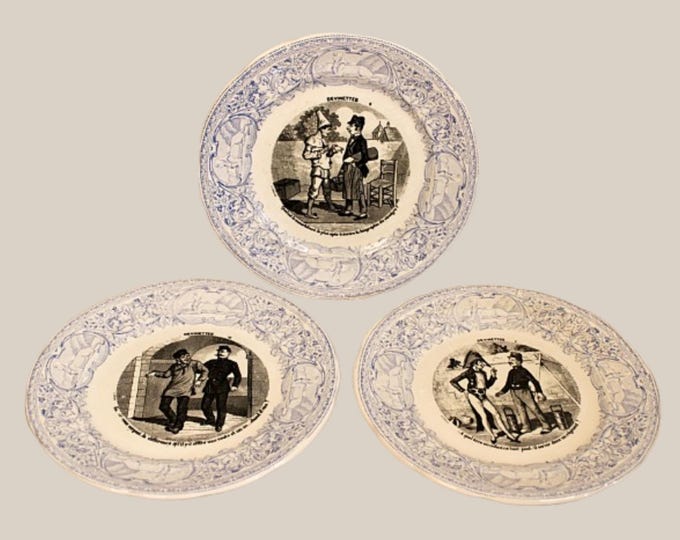 Faience Talking Plates France Digoin et Sarreguemine