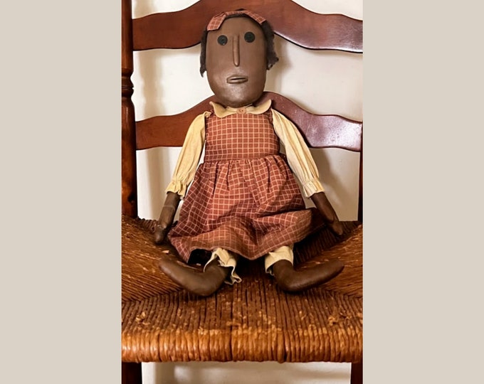 African-American Girl Oilcloth and Fabric Doll