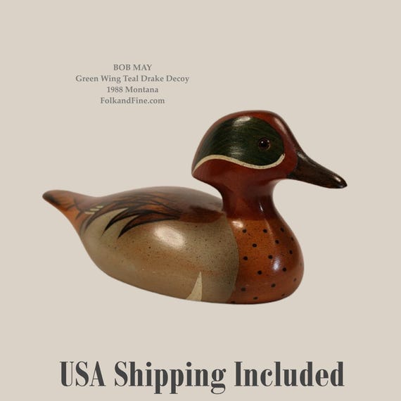 Green Wing Teal Duck Decoy by Bob May