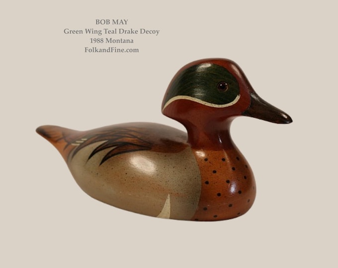 Green Wing Teal Duck Decoy by Bob May