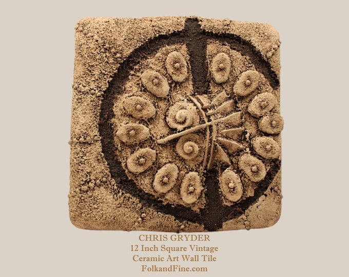 CHRIS GRYDER 12 Inch Square Vintage Ceramic Art Wall Tile