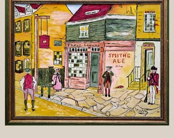 Colonial Philadelphia Scene Oil Painting