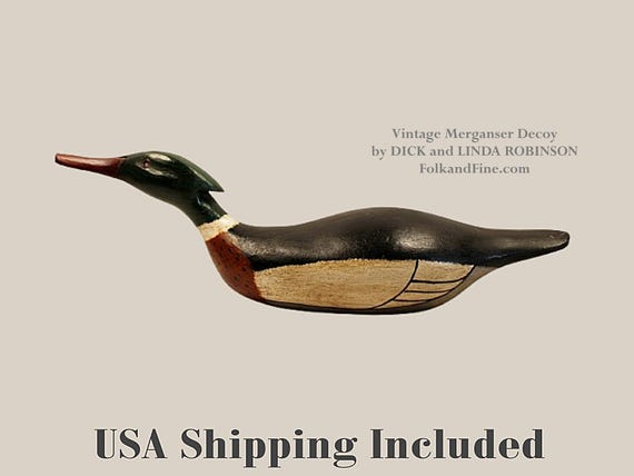 Swimming Merganser Duck Decoy by Dick and Linda Robinson