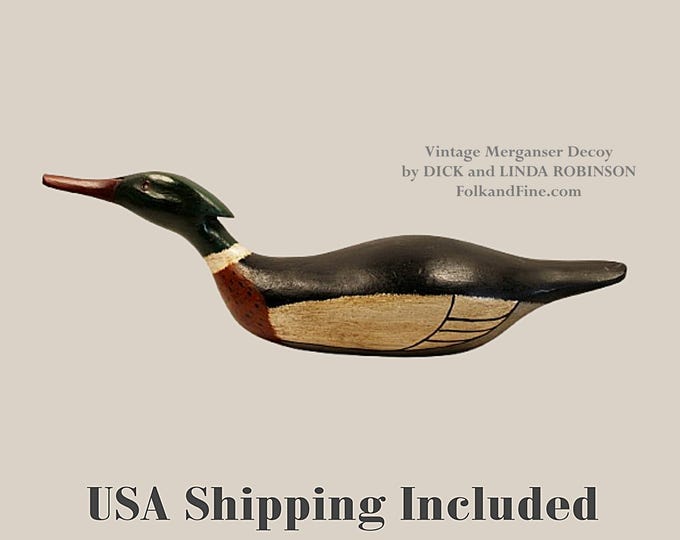 Swimming Merganser Duck Decoy by Dick and Linda Robinson
