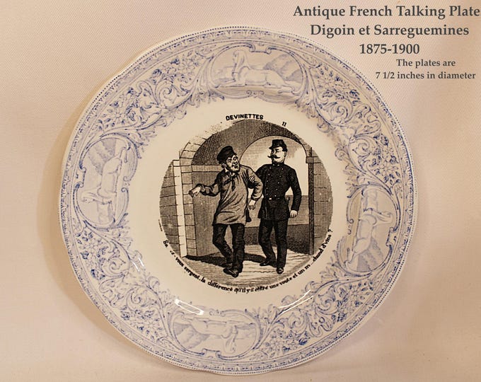 Faience Talking Plates France Digoin et Sarreguemine