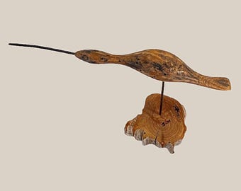 Shorebird Decoy CURLEW on STAND Hand Carved by Alex Buderer Missouri 1988