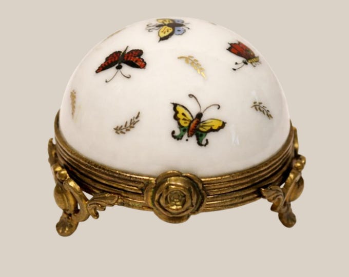 Rare LIMOGES VINAIGRETTE Peint Main French Porcelain Bibelot