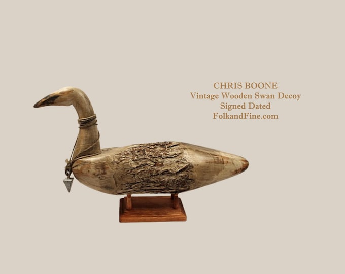 Wooden Swan Decoy Vintage NC by Chris Boone