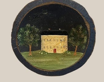 Folk Art Hand Painted Wooden Bowl