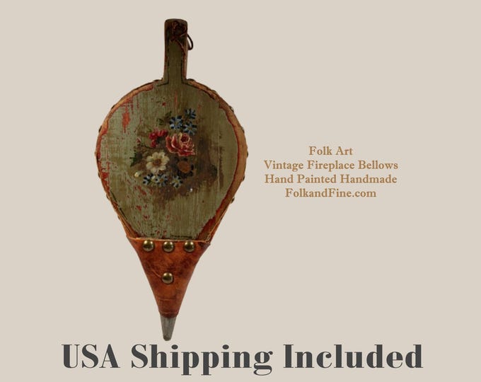 Folk Art Fireplace Bellows Hand Painted Handmade