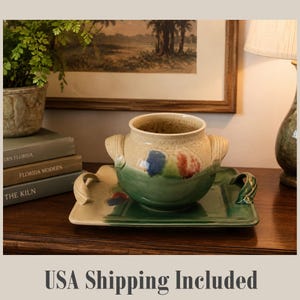 GENE GANDEE Studio Pottery Bowl and Tray Set Florida Ceramicist