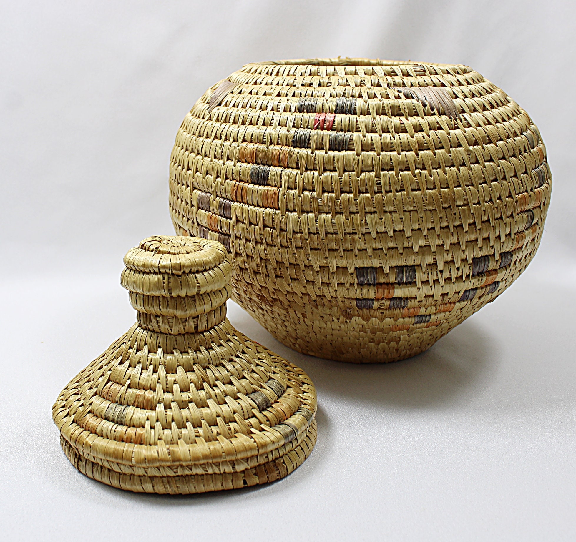 Vintage Native ALASKA YUP'IK Basket Hand Coiled by Agnes Etsy