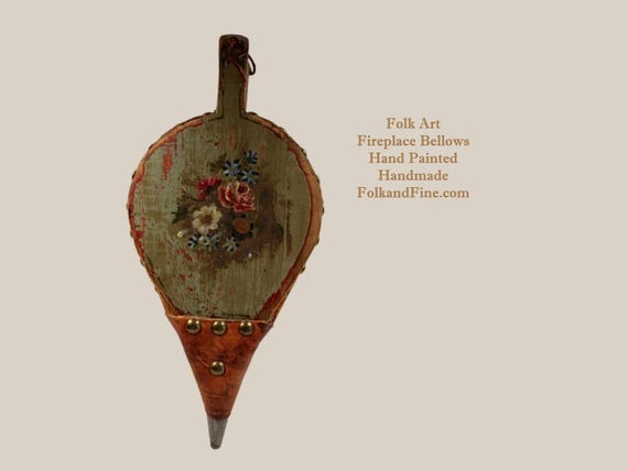 Folk Art Fireplace Bellows Hand Painted Handmade