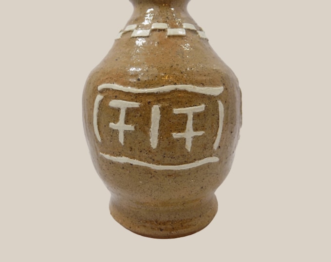 Vintage Stoneware Bottle Vase Southwest Art Pottery Dated 4-79