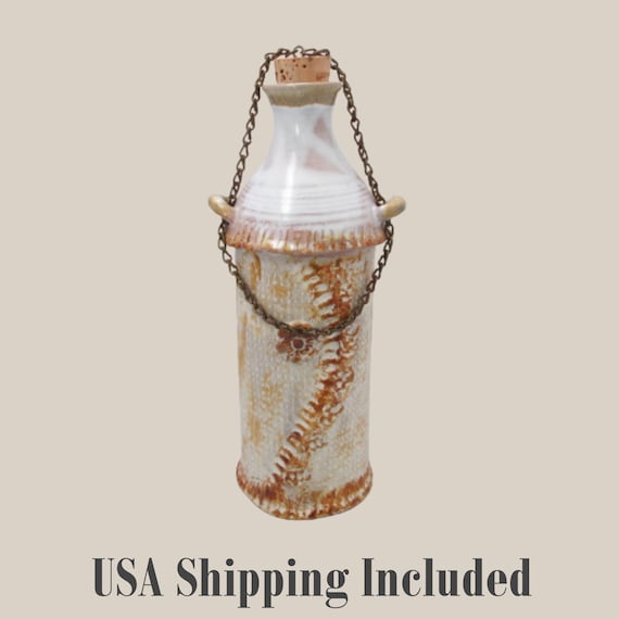 Art Pottery Bottle Vase by Loretta Cohn