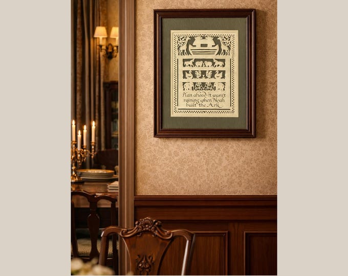 Noahs Ark Framed Paper Cutting by Regina Walters