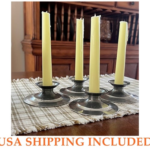 Vintage Lester H. Vaughan shops Pewter Candleholders Arts and Crafts Set of Four
