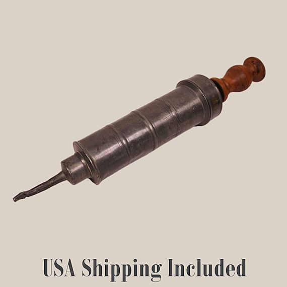 Antique French Pewter Handheld Sausage Stuffer