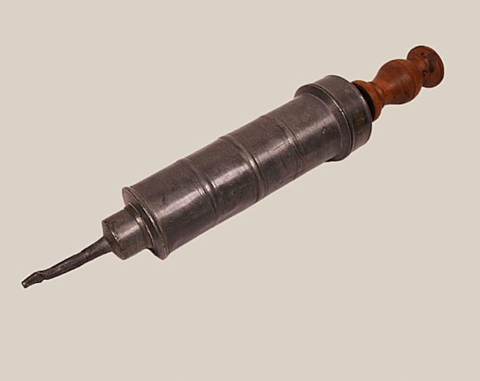 Antique French Pewter Handheld Sausage Stuffer