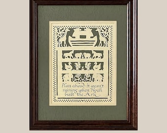 Noahs Ark Framed Paper Cutting by Regina Walters
