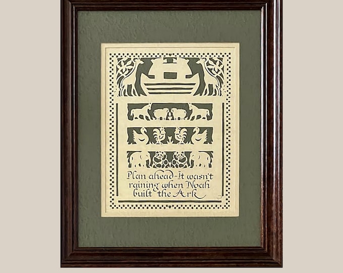 Noahs Ark Framed Paper Cutting by Regina Walters