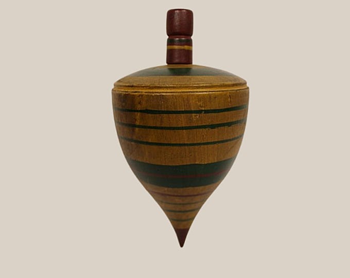 Antique Spinning Top Painted Wood Victorian Toy