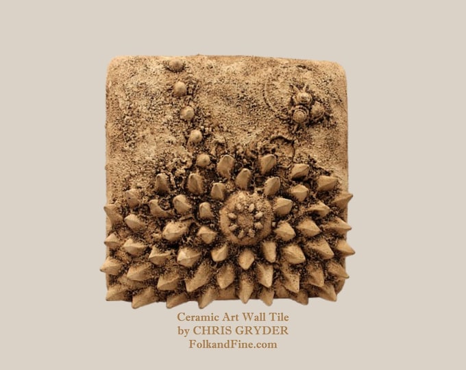 Ceramic Art Wall Tile by CHRIS GRYDER 12 Inch Vintage Relief Plaque