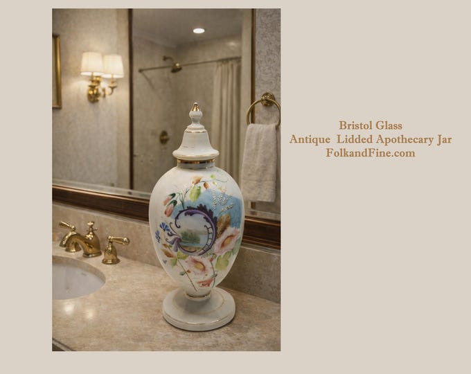 Bristol Glass Antique  Lidded Apothecary Jar