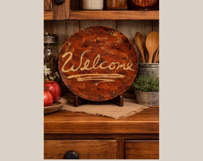 Redware Pottery Welcome Plate