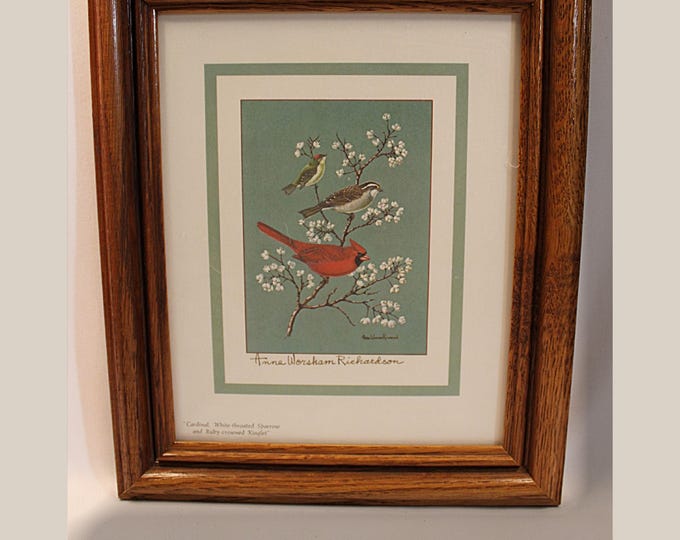Featured listing image: Birds Lithograph Framed with Handwritten Dedication by Anne Worsham Richardson