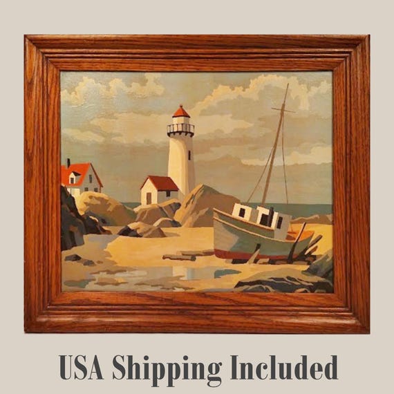 Sailboat Haven Framed Oil Painting Craft Master Paint by Number