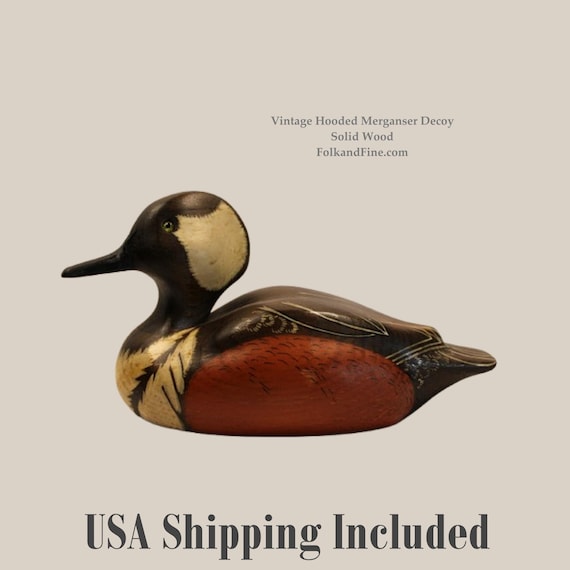 Hooded Merganser Duck Decoy Hand Carved