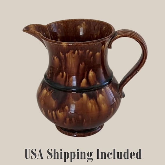 Rockingham Glazed Atoneware Yellow Ware Pitcher