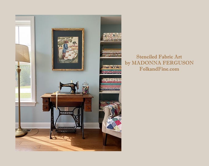 Stenciled Fabric Art  by MADONNA FERGUSON