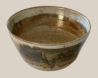Vintage Studio Pottery Bowl Large Ombre Glazes Signed