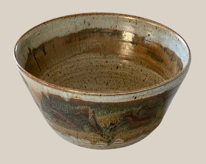 Vintage Studio Pottery Bowl Large Ombre Glazes Signed
