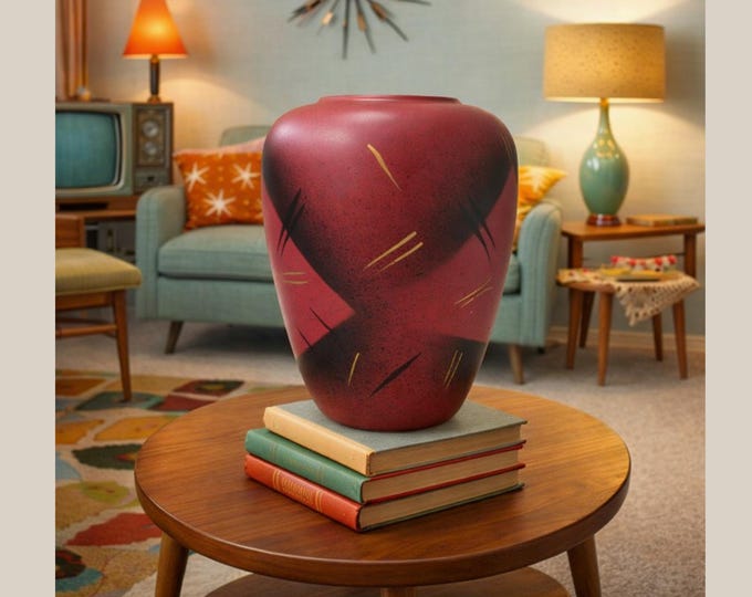 West German Pottery Burgundy Vase