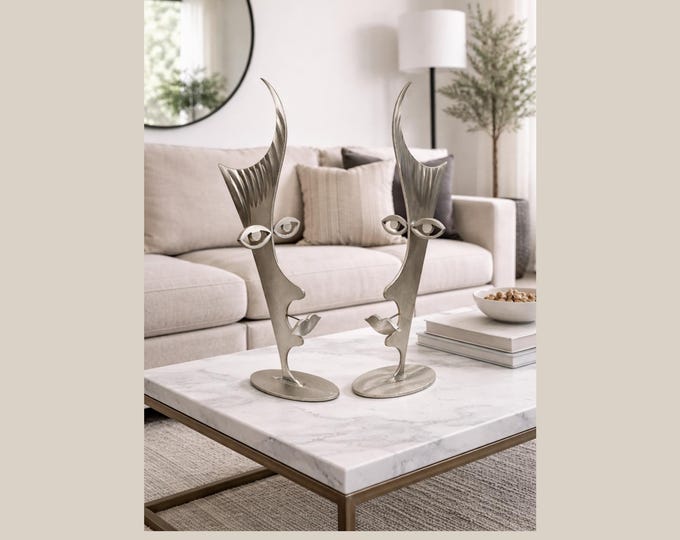 ROCKLEDGE DESIGN STUDIOS Pair of Postmodern Aluminum Sculptures 20 Inches Tall