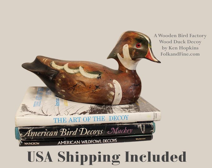A Wooden Bird Factory Wood Duck Decoy by Ken Hopkins