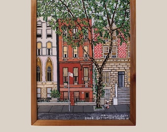 Vintage WILLIAM BRITT Oil Painting Contemporary Folk Art by Listed New York Artist
