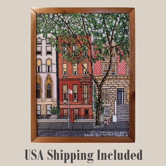 Vintage WILLIAM BRITT Oil Painting Contemporary Folk Art by Listed New York Artist