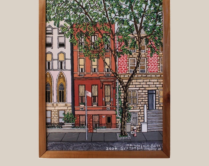 Vintage WILLIAM BRITT Oil Painting Contemporary Folk Art by Listed New York Artist