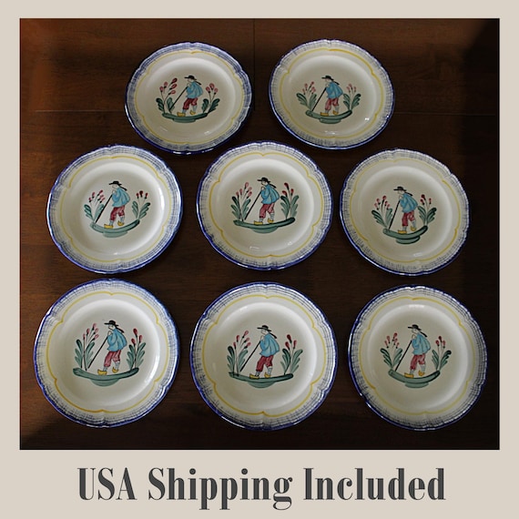 Rare French Faience Plates Set of 8